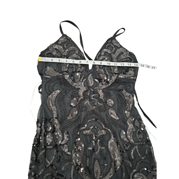 Lulus Spread the Magic Black Sequin Lace-Up Bodycon Mini Dress Sz S - Picture 8 of 11